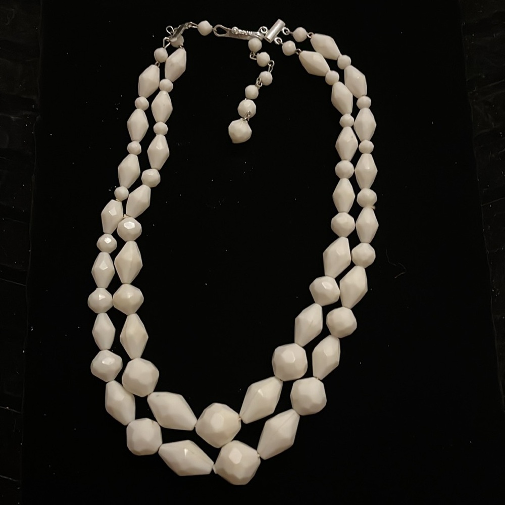 Germany White Two String Necklace - image 7
